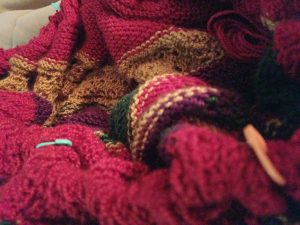 a jumbled up mess of a knitting project