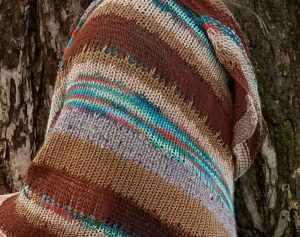 Close up view of Sedimentary Shawl pattern by Wendelika Cline
